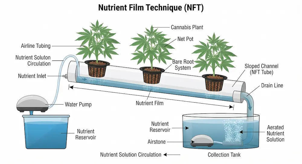 cannabis hydroponics nutrient film technique
