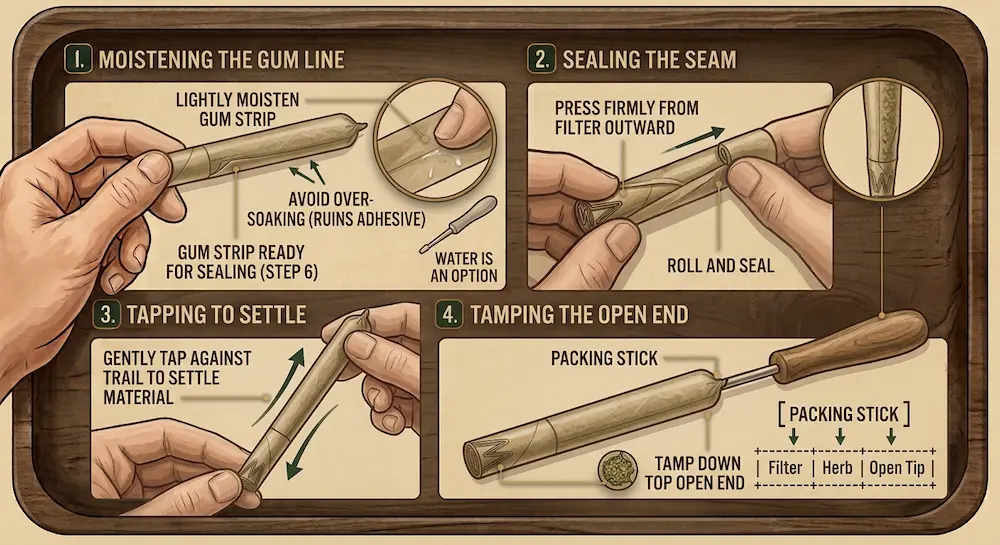 Step 6: Lick, Seal, and Tamp